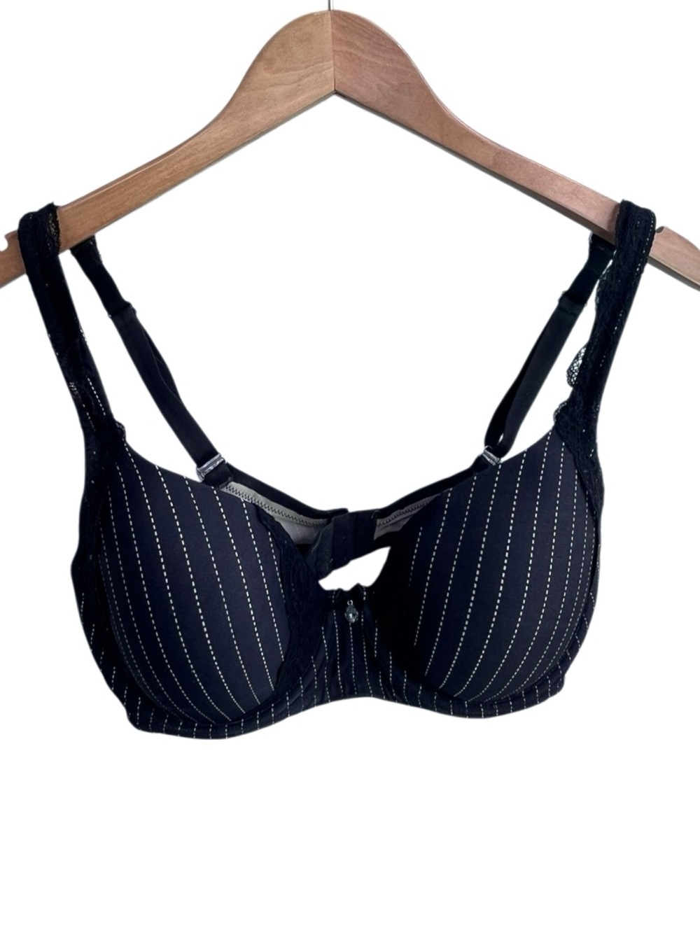 Black Soma Allura Jolie Pinstripe Lace Bra 34DD
